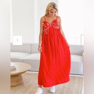 Red Fish Maxi Dress
